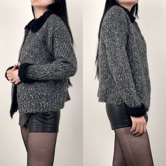 Vintage Mac & Jac Grey and Black Tweed Mohair Cardigan - Picture 3 of 8